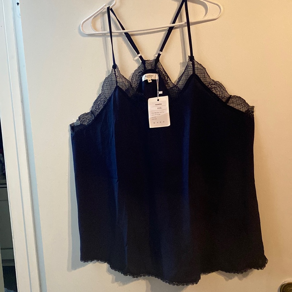 RAMISU Women Navy Tank Tops Chain Strap Cami